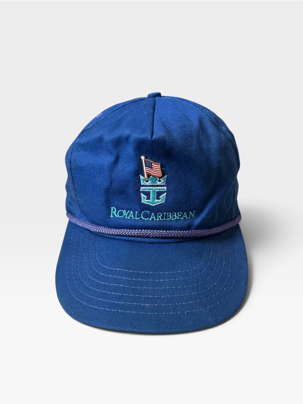 Vintage 90s Royal Caribbean Cruise Line Embroidered Blue Rope Hat Distressed